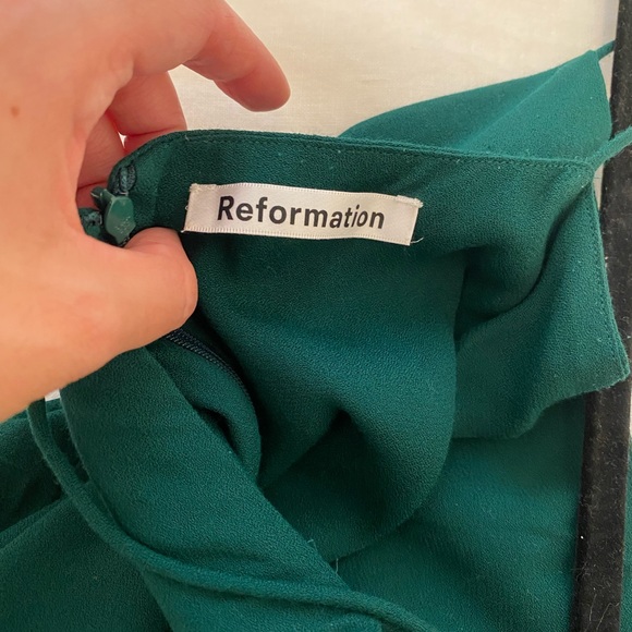 Reformation green midi peach dress size 2 - Picture 4 of 6